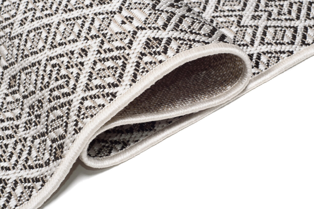 CAPRI Tapis Extérieur Intérieur Gris Argent Noir Ethnique Sisal