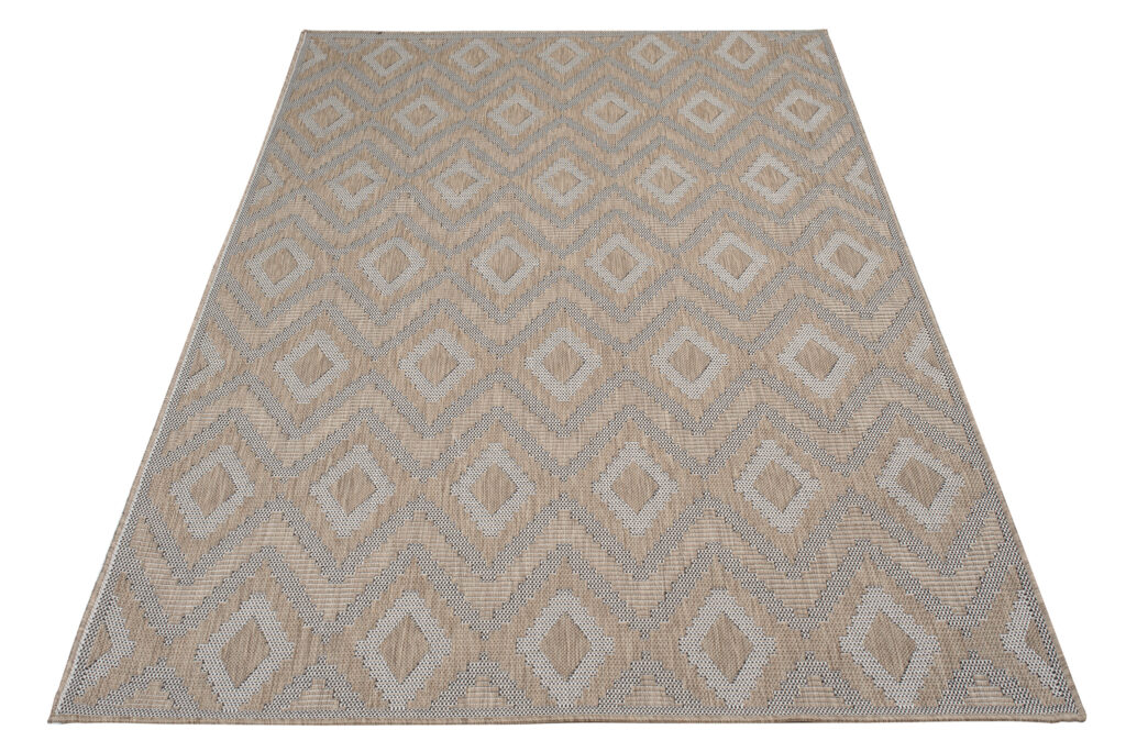 CAPRI Tapis Extérieur Intérieur Beige Marron Gris Ethnique Sisal