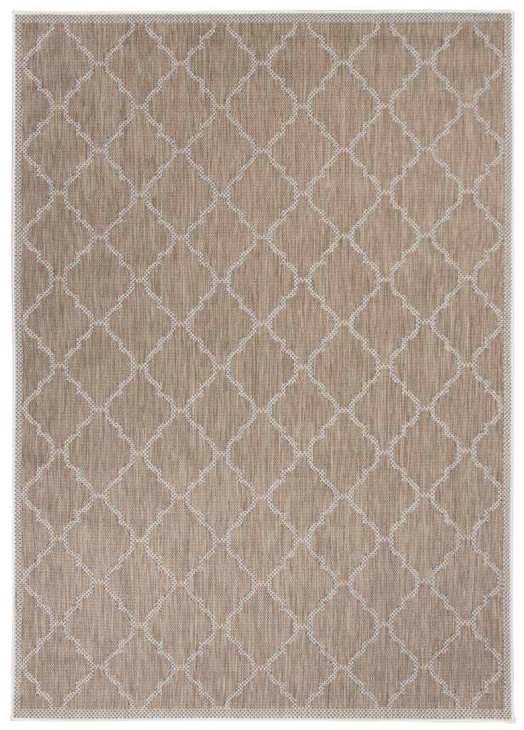 CAPRI Tapis Extérieur Intérieur Marron Crème Trèfle Marocain Sisal