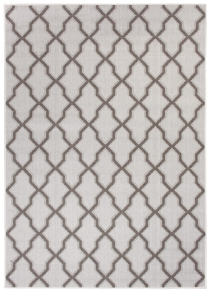CAPRI Tapis Extérieur Intérieur Gris Marron Trèfle Marocain Sisal