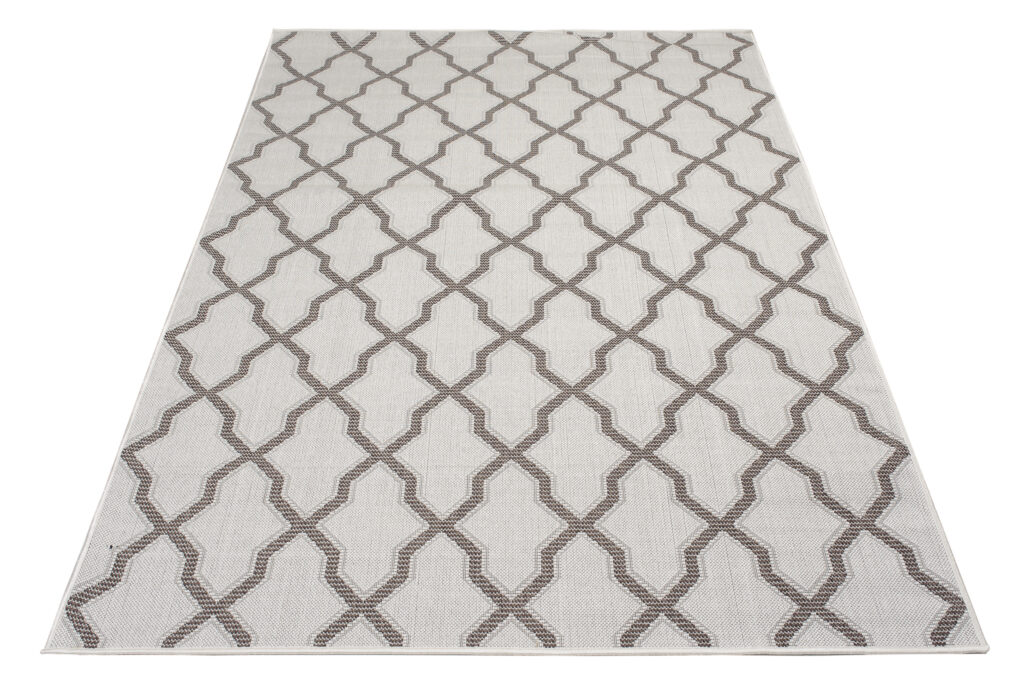 CAPRI Tapis Extérieur Intérieur Gris Marron Trèfle Marocain Sisal