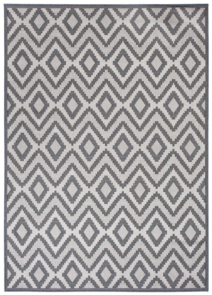 CAPRI Tapis Extérieur Intérieur Gris Bleu Noir Ethnique Sisal