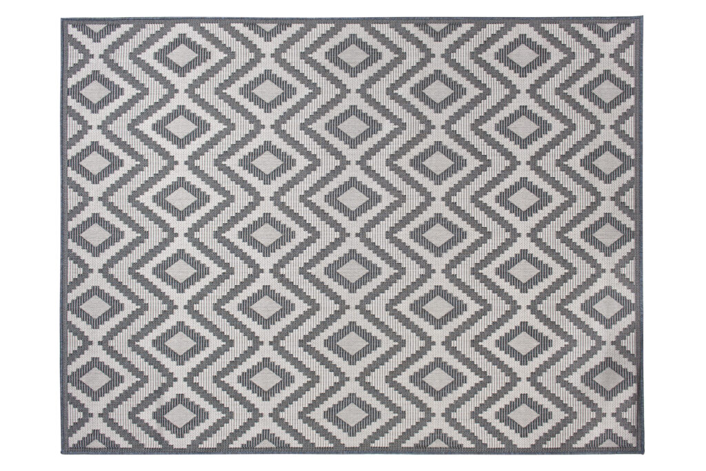 CAPRI Tapis Extérieur Intérieur Gris Bleu Noir Ethnique Sisal