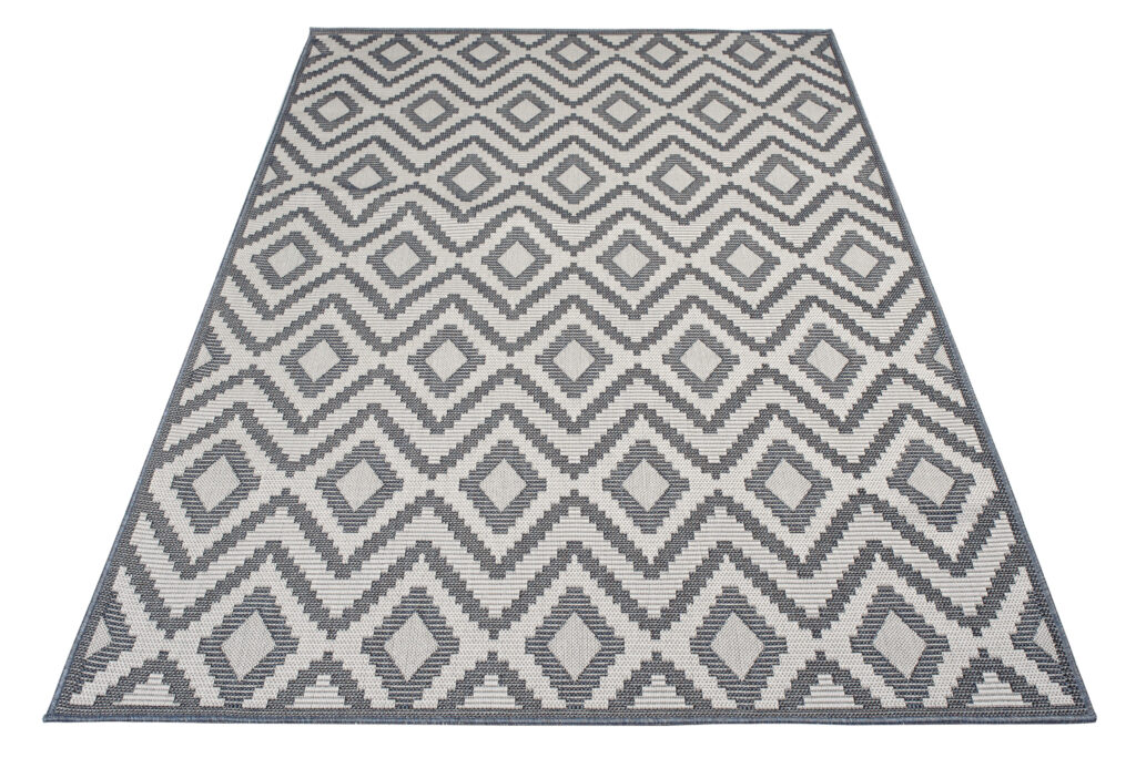 CAPRI Tapis Extérieur Intérieur Gris Bleu Noir Ethnique Sisal