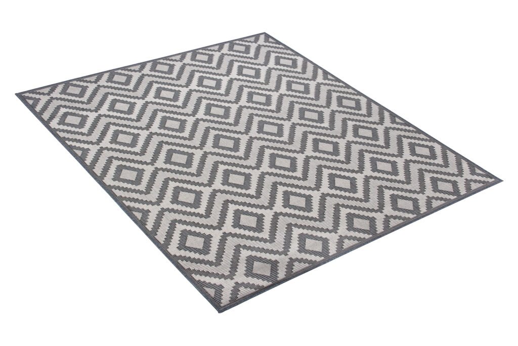 CAPRI Tapis Extérieur Intérieur Gris Bleu Noir Ethnique Sisal