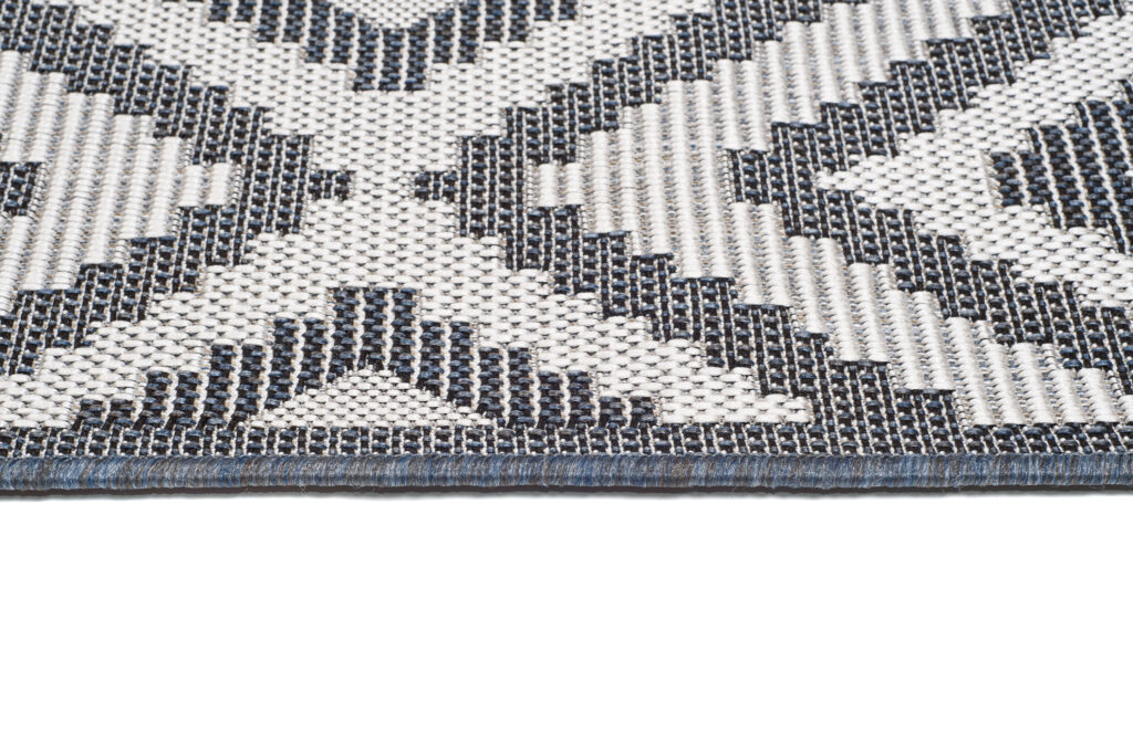 CAPRI Tapis Extérieur Intérieur Gris Bleu Noir Ethnique Sisal