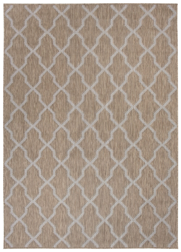 CAPRI Tapis Extérieur Intérieur Marron Gris Trèfle Marocain Sisal