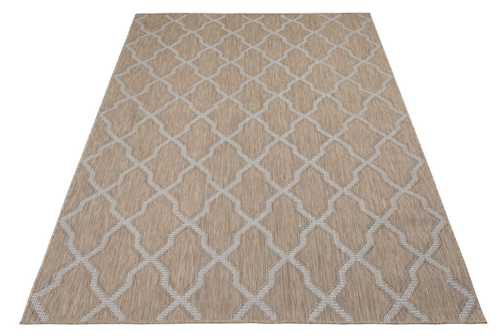 CAPRI Tapis Extérieur Intérieur Marron Gris Trèfle Marocain Sisal