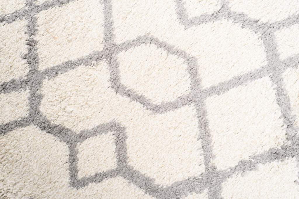 Tapis Boho Rond Crème Géométrique Shaggy