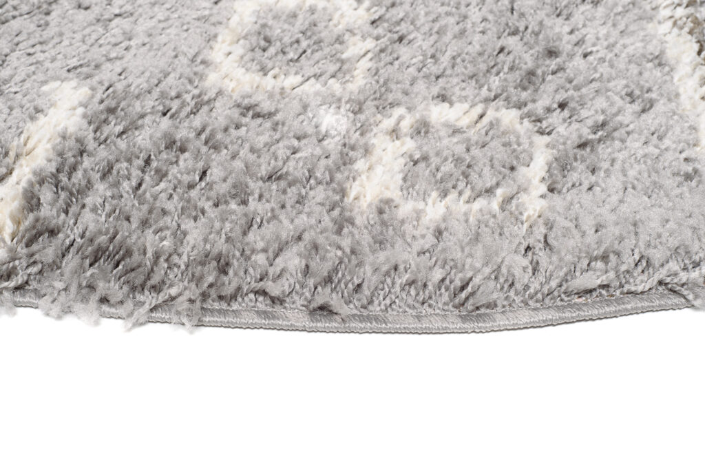 Tapis Boho Rond Gris Ethnique Shaggy