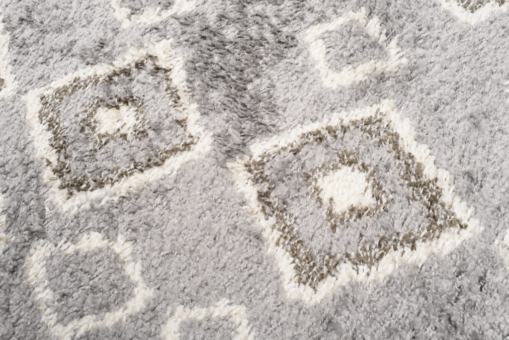 Tapis Boho Rond Gris Ethnique Shaggy