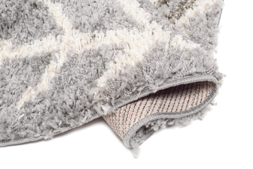 Tapis Boho Rond Gris Ethnique Shaggy