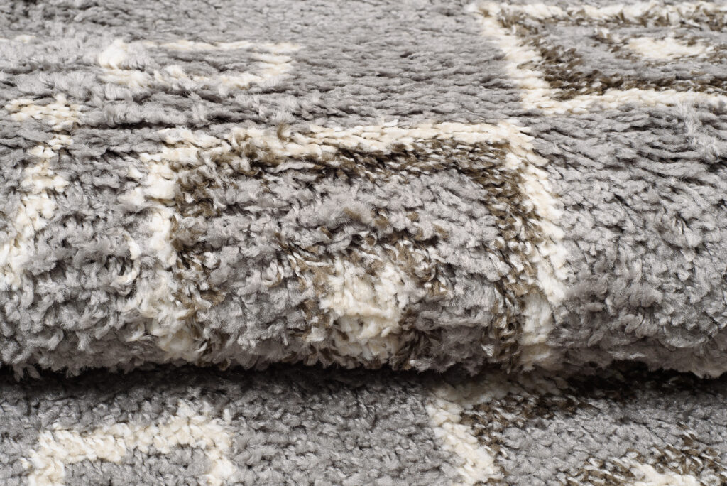 Tapis Boho Rond Gris Ethnique Shaggy