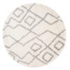Tapis Boho Rond Crème Zigzag Shaggy