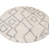 Tapis Boho Rond Crème Zigzag Shaggy