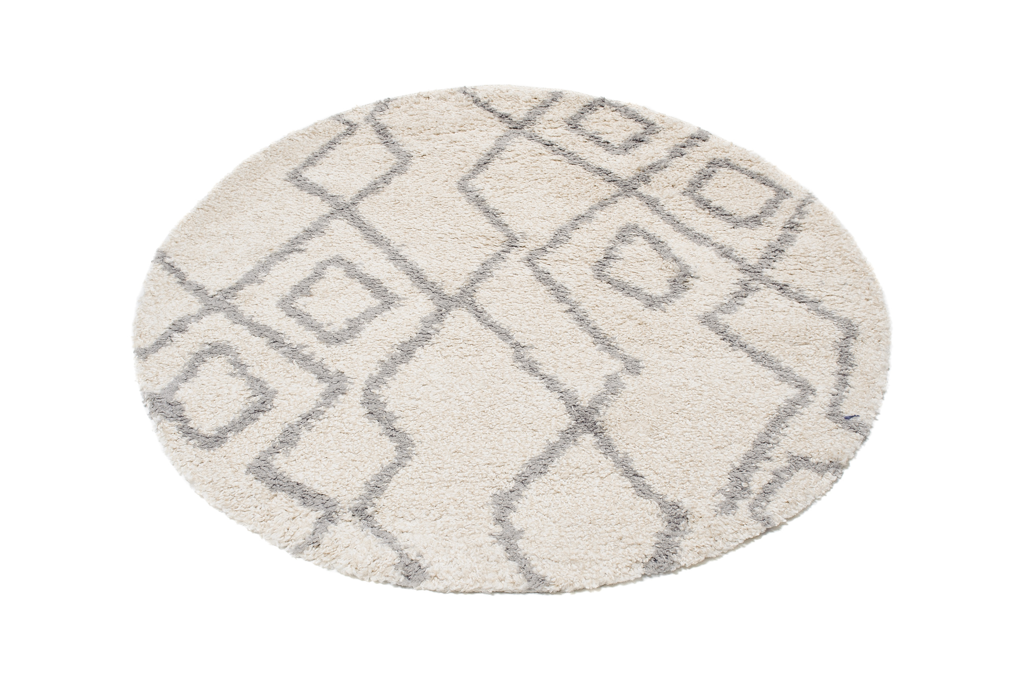 Tapis Boho Rond Crème Zigzag Shaggy