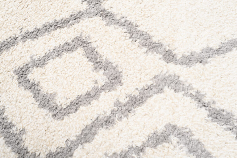 Tapis Boho Rond Crème Zigzag Shaggy