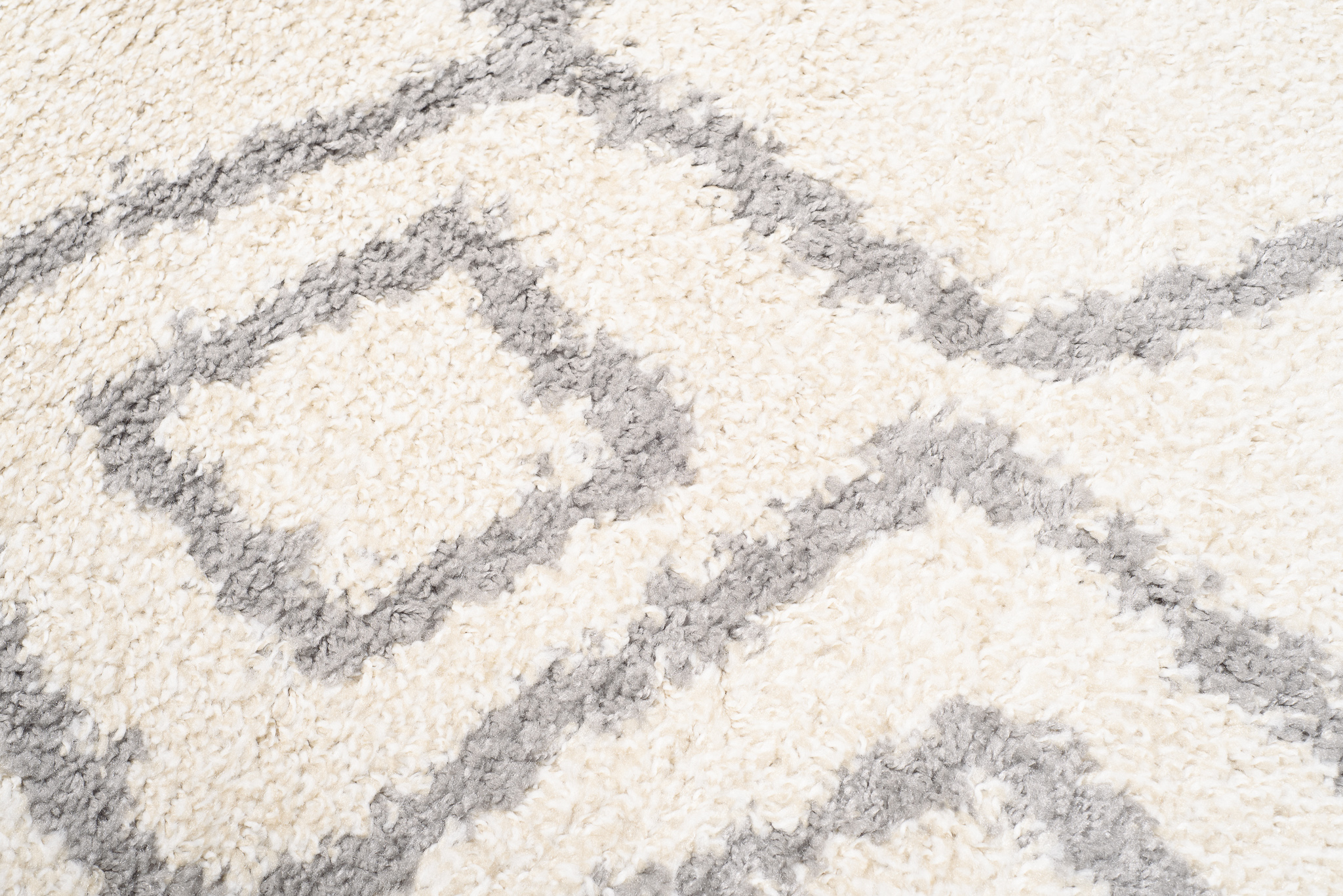 Tapis Boho Rond Crème Zigzag Shaggy
