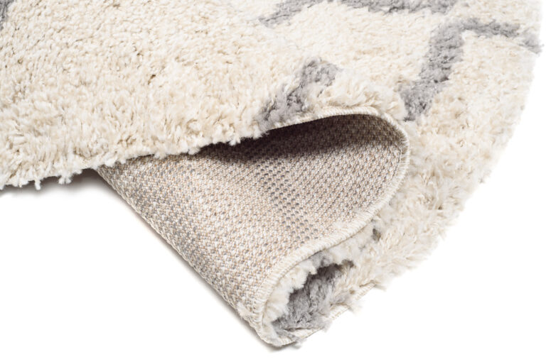 Tapis Boho Rond Crème Zigzag Shaggy
