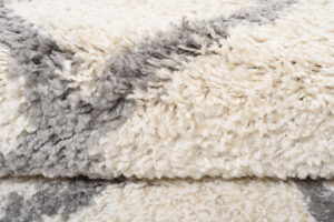 Tapis Boho Rond Crème Zigzag Shaggy