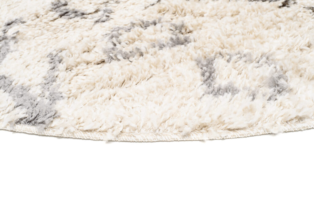 Tapis Boho Rond Crème Ethnique Shaggy