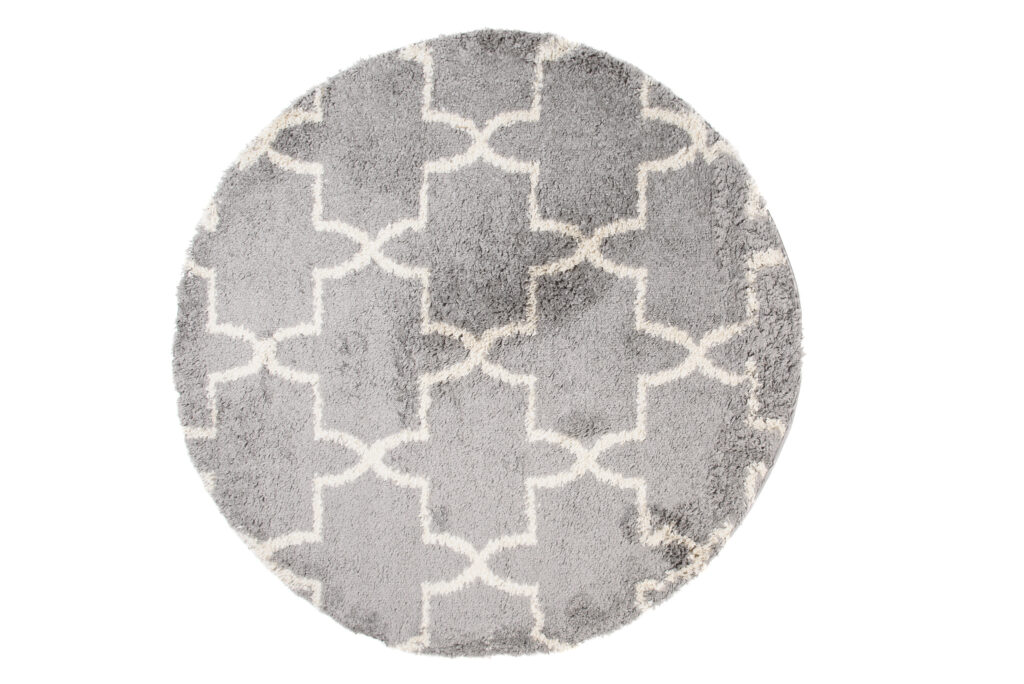 Tapis Boho Rond Gris Trèfle Marocain