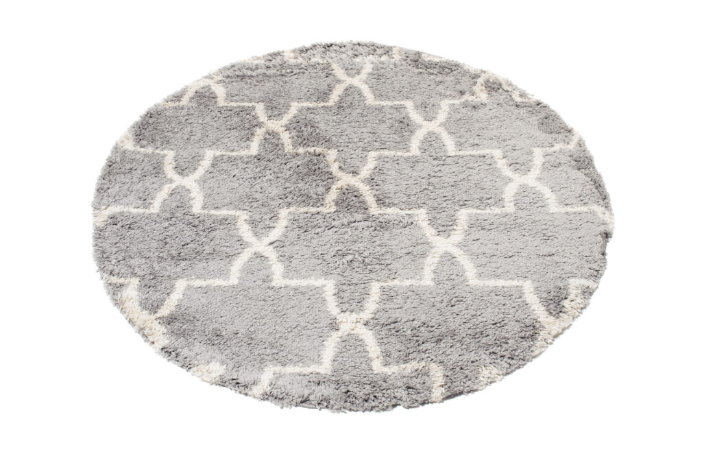 Tapis Boho Rond Gris Trèfle Marocain