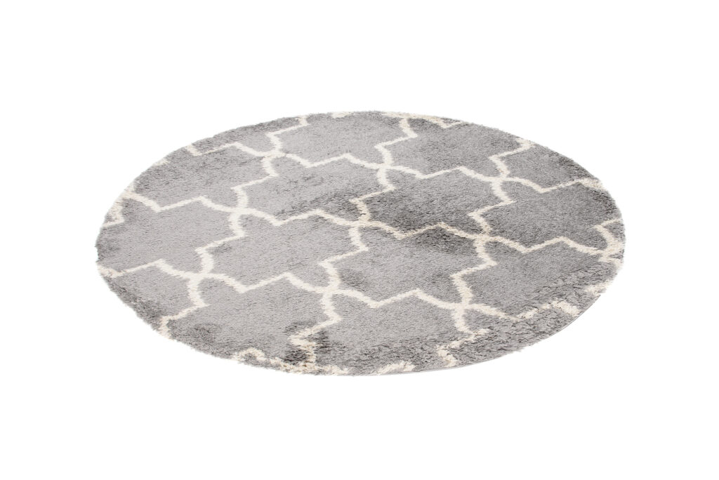 Tapis Boho Rond Gris Trèfle Marocain
