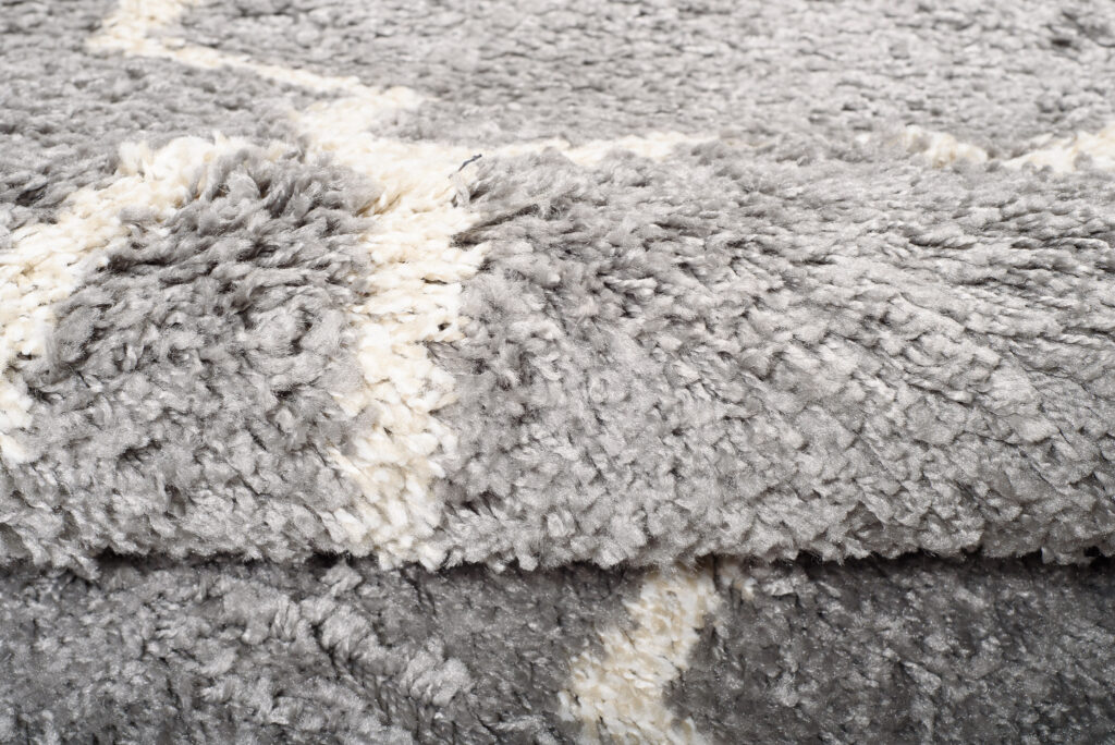 Tapis Boho Rond Gris Trèfle Marocain