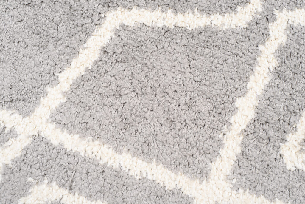 Tapis Boho Rond Gris Zigzag Shaggy