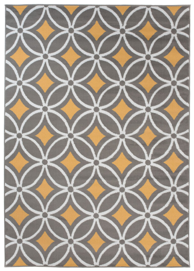 Tapis Maya Gris Jaune Géométrique Mosaïque