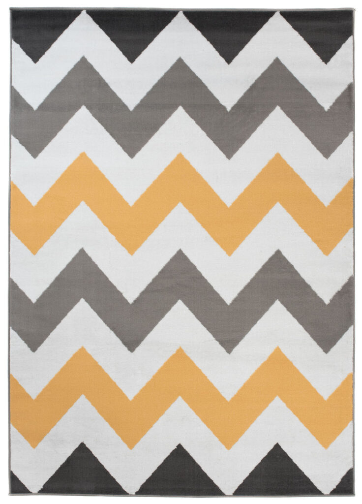 Tapis Maya Gris Jaune Géométrique Zigzags