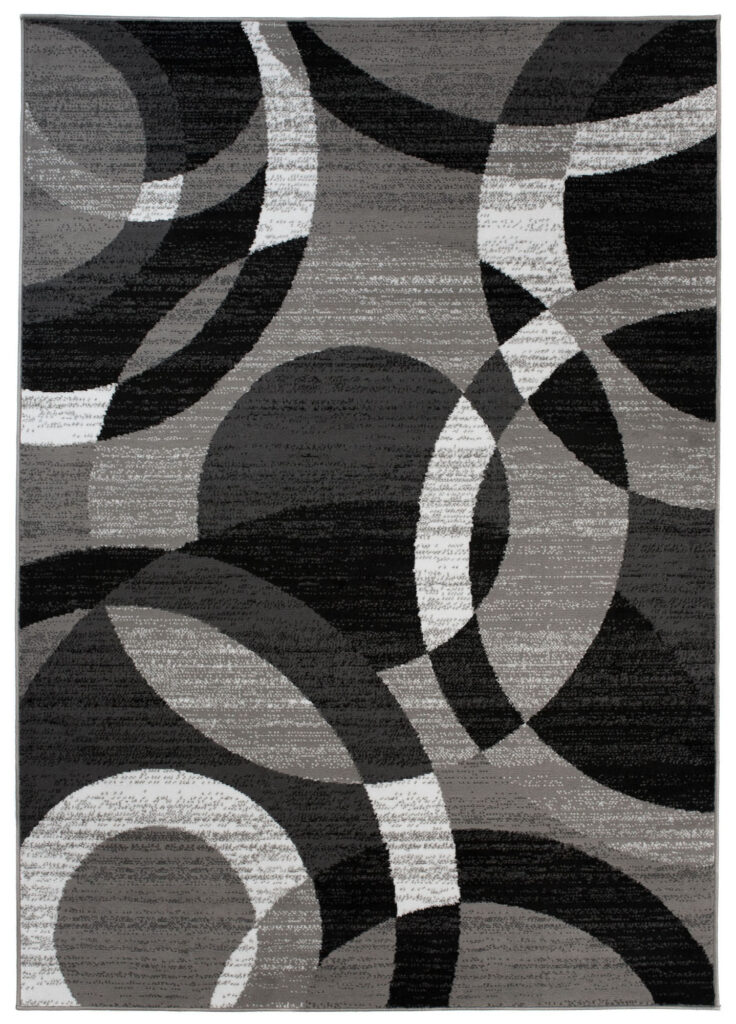Tapis Maya Gris Noir Géométrique