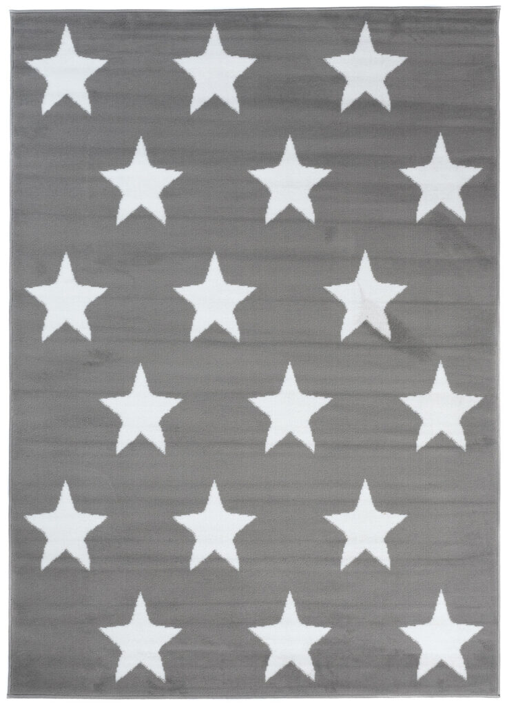 Tapis Luxury Gris Blanc Étoiles Enfants