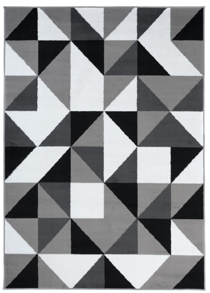 Tapis Luxury Gris Noir Carrés Triangles