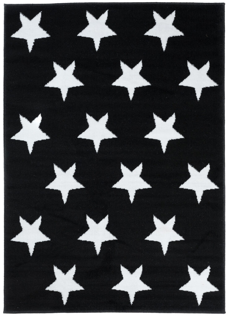 Tapis Luxury Noir Blanc Étoiles Enfants