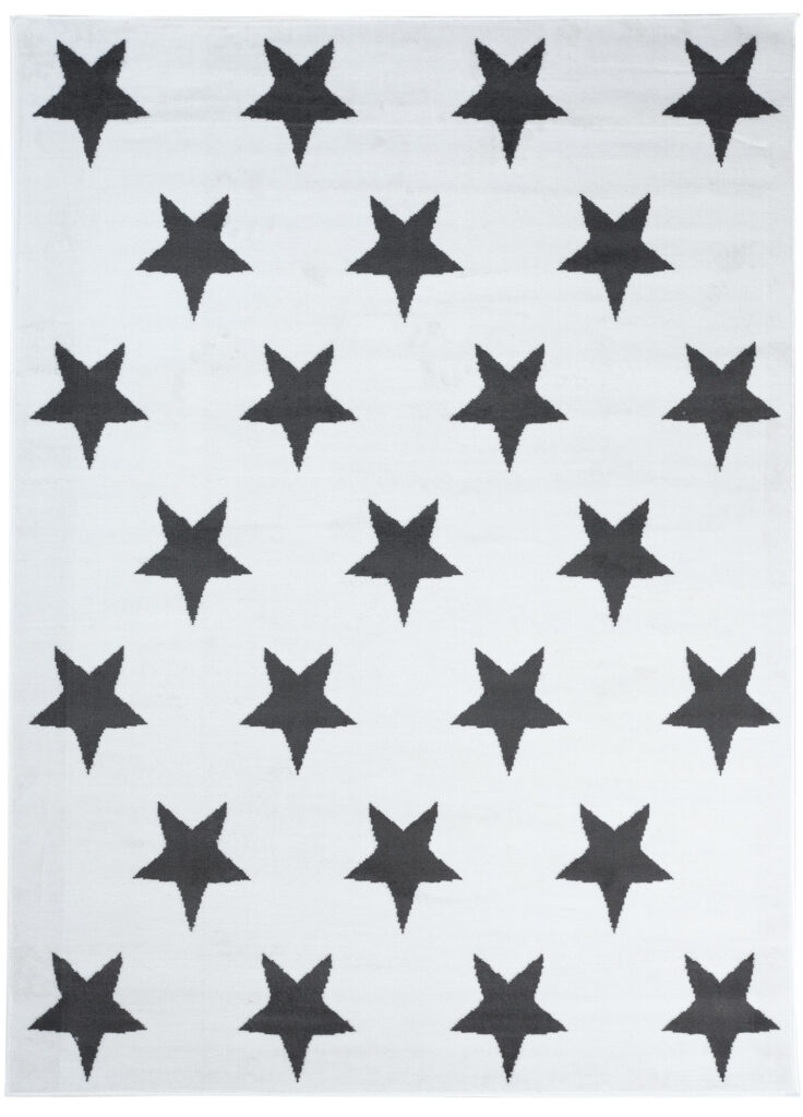 Tapis Luxury Blanc Gris Étoiles Enfants