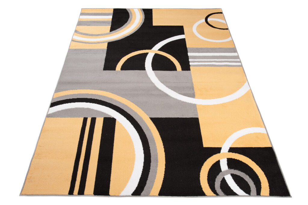 Tapis Maya Gris Jaune Géométrique Cercles