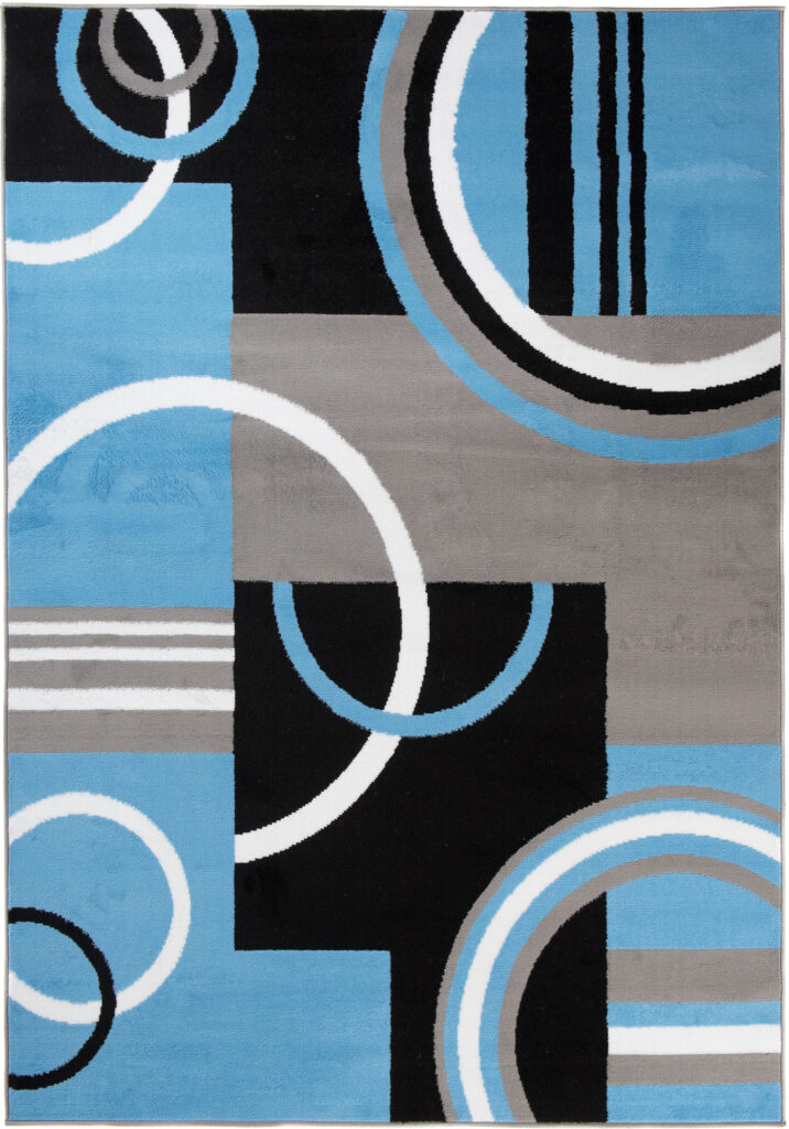 Tapis Maya Gris Bleu Géométrique Cercles