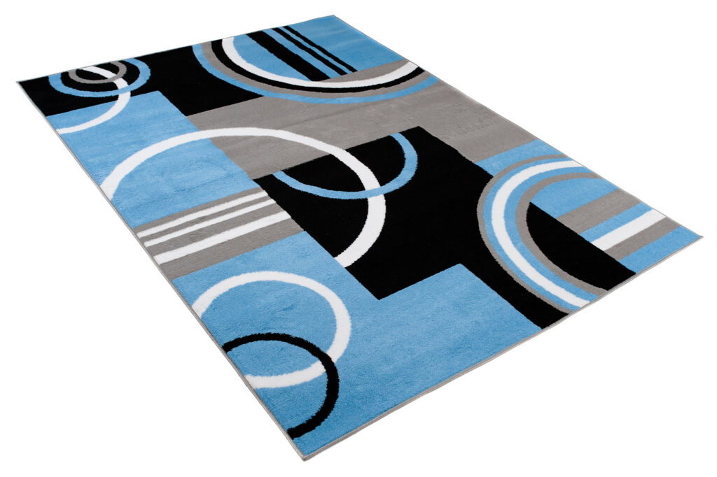 Tapis Maya Gris Bleu Géométrique Cercles