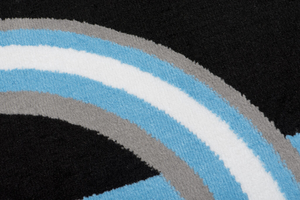 Tapis Maya Gris Bleu Géométrique Cercles