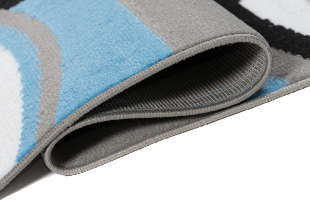 Tapis Maya Gris Bleu Géométrique Cercles