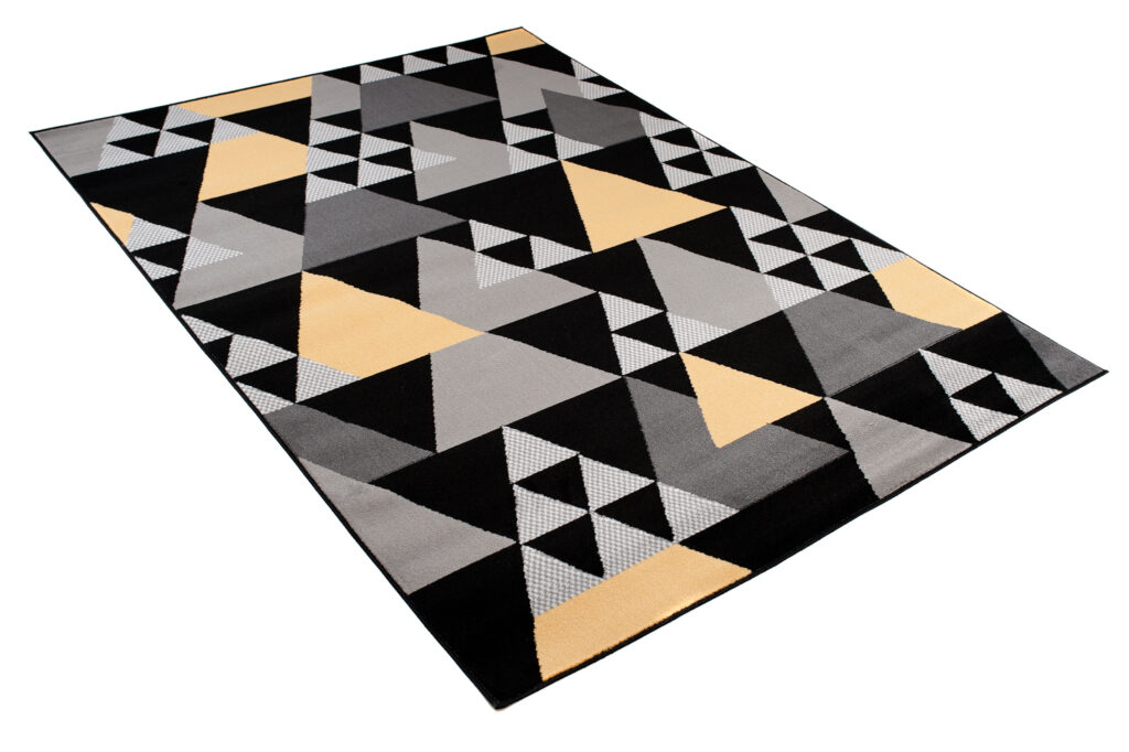 Tapis Maya Gris Jaune Géométrique Triangles