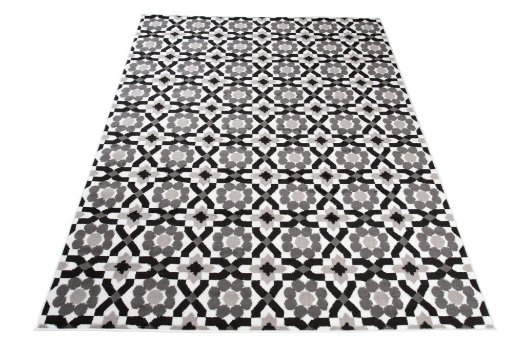 Tapis Maya Gris Floral Mosaïque