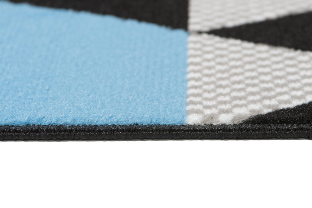 Tapis Maya Gris Bleu Géométrique Triangles