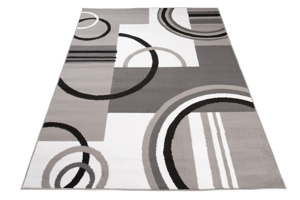 Tapis Maya Gris Blanc Géométrique Cercles
