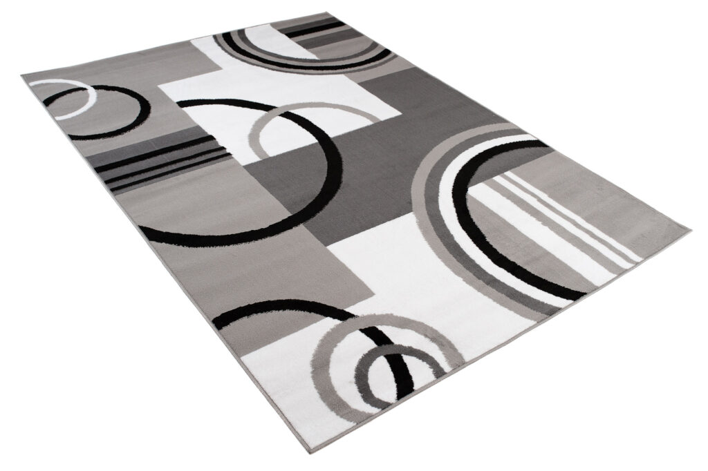 Tapis Maya Gris Blanc Géométrique Cercles