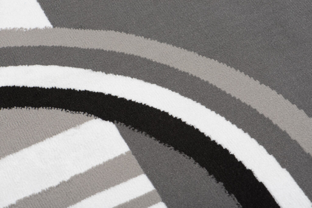 Tapis Maya Gris Blanc Géométrique Cercles