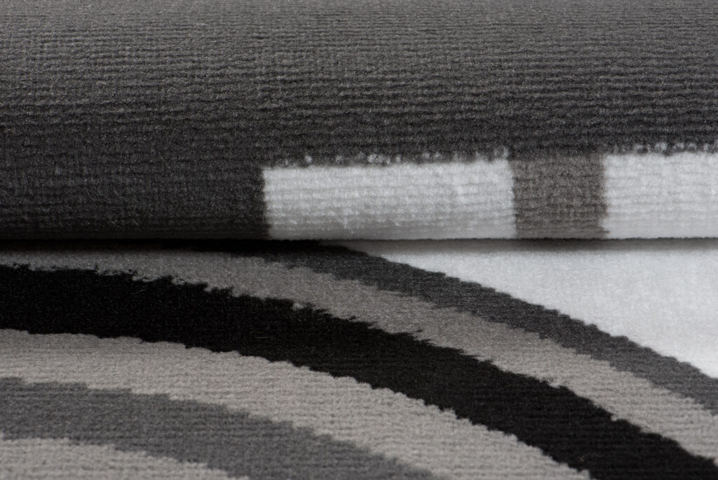 Tapis Maya Gris Blanc Géométrique Cercles