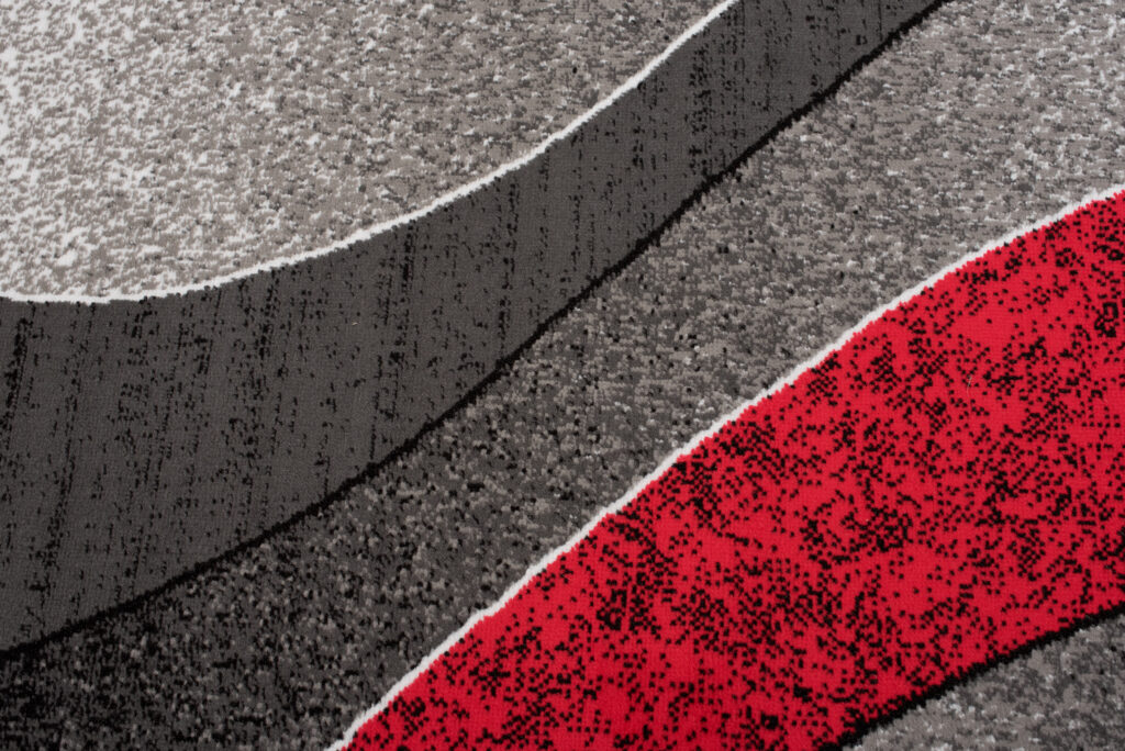 DREAM Tapis Moderne Ondes Vagues Rouge Gris Noir Fin